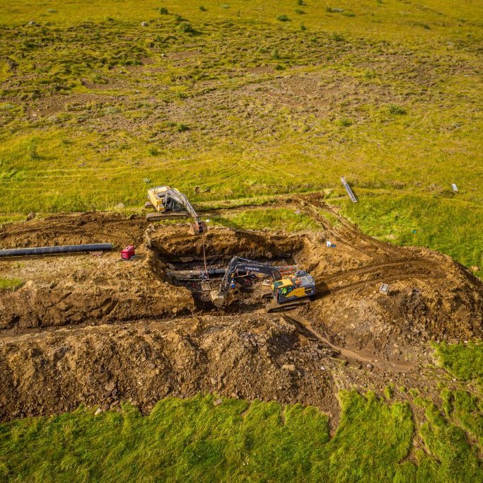 Lagning Hjalteyrarlagnar sumarið 2019 (Mynd: Auðunn Níelsson)